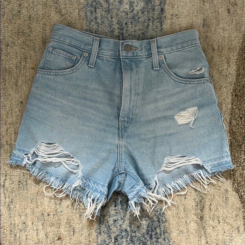 Levi's High Waist Blue Distressed Denim Shorts
